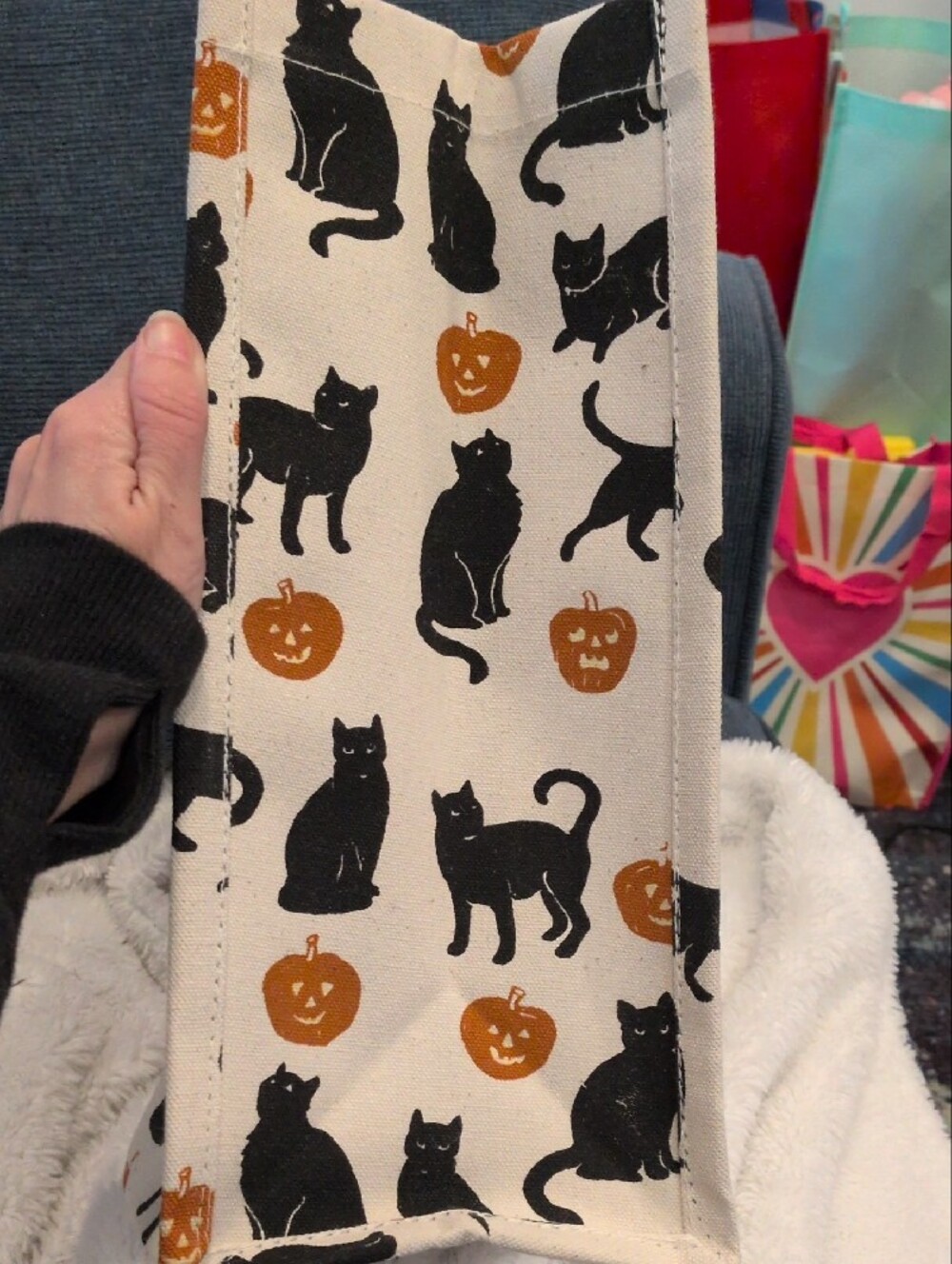 Reusable Halloween Cat Tote Bag - Picture 2 of 3
